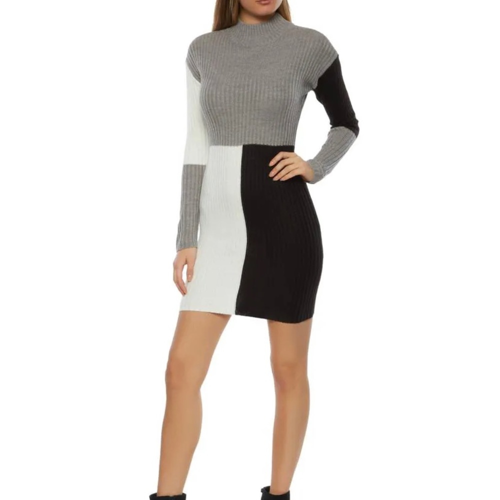 Colorblock Bodycon Sweater Dress